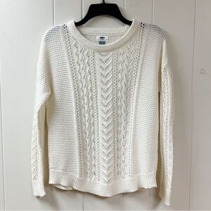 Preppy Cable Knit Crochet Academia Old Navy Pullover Sweater Small Cozy Winter